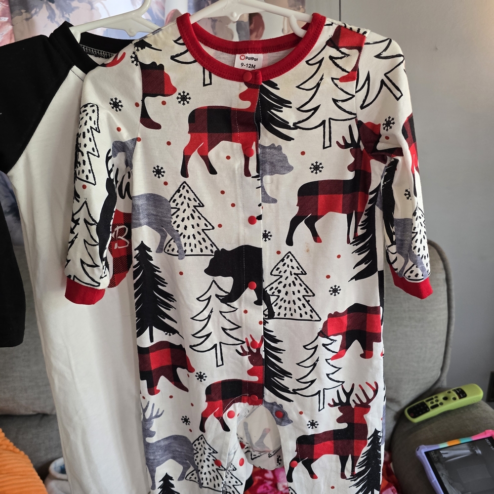 PatPat Festive Woodland Kids Pajamas - Red and Black 2 Sets!